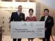 Mrs Selina Tsang, Patron of Heep Hong Society and Dr Henry Au-Yeung, Chairman of the Society’s Executive Committee, received a cheque for HK$400,000 from Mr Darren Gearing, Area Manager & General Manager of Island Shangri-La Hong Kong. 