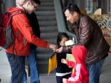 Mr Ernest Tsang & children sold flags